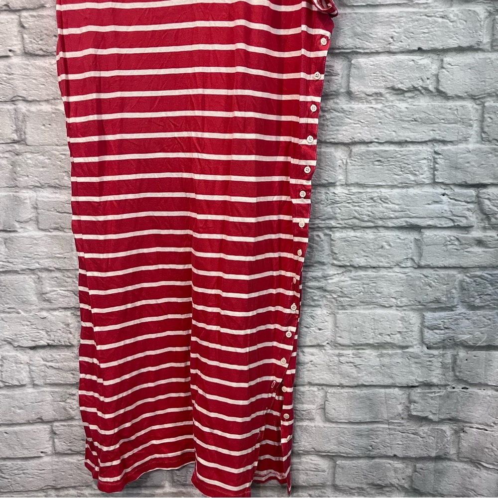 NWT The GREAT. Size 1/S Button Side Dress Cardinal Stripe oversized t-shirt midi - Picture 8 of 14